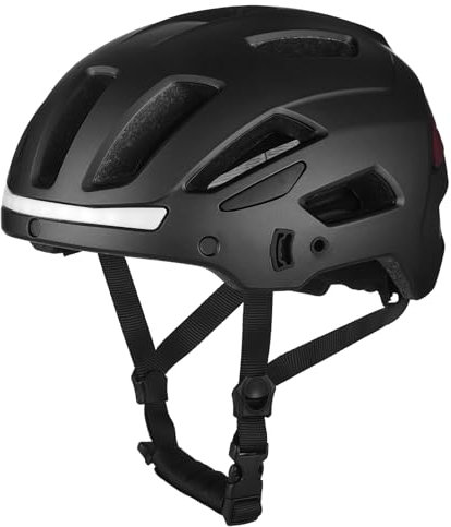 Aomiun Casco da bici per adulti Casco da mountain bike da uomo con luce ricaricabile con telecomando per guida notturna Casco ciclismo uomo con indicatori di direzione Nero (L)