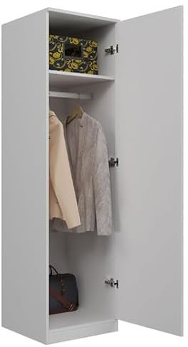 BDW SD-50 - Armario de 50 x 50 x 180 cm, 4 estantes, perchero ideal para un dormitorio, pasillo, habitación infantil u oficina, perchero (blanco)