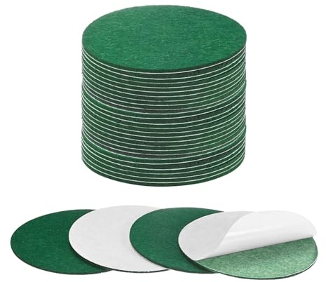 M METERXITY 30-Pack Lamp Base Felt, 4.5 Inch Dia. 2mm Thick Self Adhesive Round Fabric Felt Pads for Lamp/Furniture/DIY, Non-Slip Fiber Backed Patch Circles with Adhesive Backing [Green]