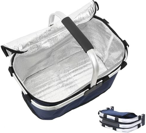 Kühltasche Einkaufskorb,Faltbar Isoliert Kühltasche,Faltbarer Einkaufskorb,Tragekorb Faltbar Mit Deckel,Picknickkorb mit Griff,für Picknick Reisen,Einkaufen
