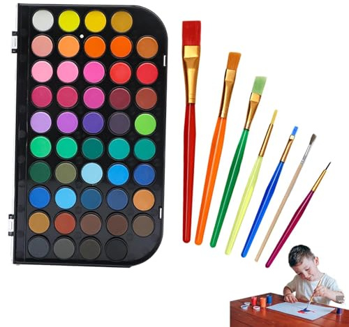 agogue Aquarellfarben Set Tuschkasten 48 Farben, Wassermalkasten Mit Pinsel, Wassermalfarben Einfach zu Bedienen Wasserfarbkasten für Personen ab 15 Jahren Künstler, Hobbymaler
