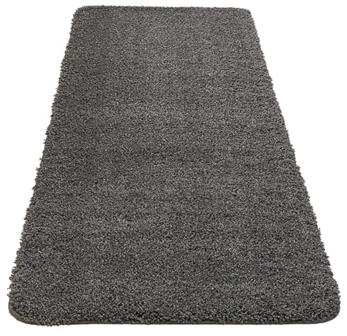 SAFRI 57x97cm Grey Shaggy Door Mat Dirt Trapper Entrance Rug Soft Touch 2cm Thick Living Room Bath Mat Floor Mat Bedroom Kitchen Pet Rugs & Carpets (Grey, 57 x 97cm)