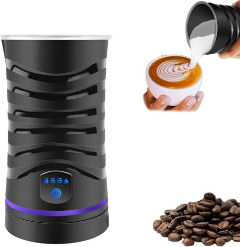 Espumador de leche 4 en 1, vaporizador de leche eléctrico, espumador de leche automático para calentar leche caliente y fría con revestimiento antiadherente, espuma de leche para chocolate caliente