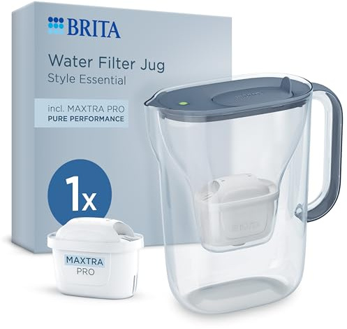 BRITA Water Filter Jug Style Essential (2.4L) Stone Blue incl. 1x MAXTRA PRO Pure Performance Cartridges