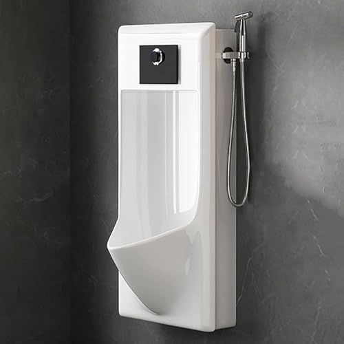 Orinatoio in ceramica attivato da sensori, con design antispruzzo e pistola a spruzzo per bagni commerciali in hotel, bar e garage