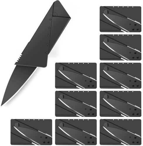 LUXHEIM 10 Pack Kreditkartenmesser, Kreditkartenformat Klappmesser | Kartenmesser, Faltmesser, Outdoor Edelstahl Griff Taschenmesser Mini Überlebensmesser