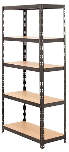 BiGDUG Garage Shelving Kit - 1780H x 900W x 400D mm - 150kg UDL Per Shelf (750kg Per Bay) - 5 Tier Shed Shelving - Single Bay - Matt Black