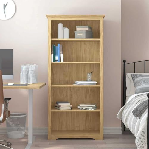 Mokuyary BODO Bookcase, Honey Brown, 82 x 40 x 173 cm, Wood Material Bookcase, Bookcase, Office Shelf, Standing Shelf, Storage Shelf, Decorative Shelf for Living Room, Bedroom, Office