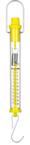 Dinamometro educativo a molla per insegnamento di fisica, scuola, laboratorio, misurazione della forza fino a 50 N, con doppio gancio design Essential Yellow Force Meter