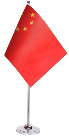 AZ FLAG Tischflagge China 22x15 cm Chinesische Satin Metallsockel