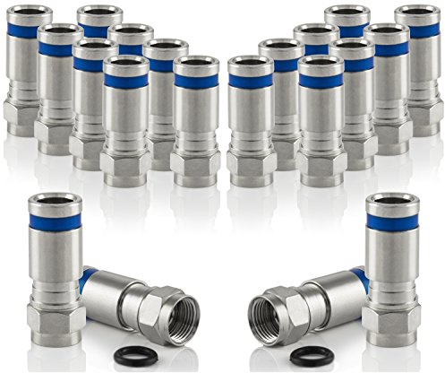POPPSTAR 20x SAT F-Quick Mount Stecker, F-Kompressionsstecker für Koaxial-Kabel, Antennenkabel, Satellitenkabel bis 7,5mm,Witterungsbeständig, Silber