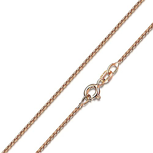 MATERIA Damen Halskette Rosegold 1,2mm - 925 Silber Venezianerkette rosé vergoldet Goldkette Frauen Mädchen mit Box K101