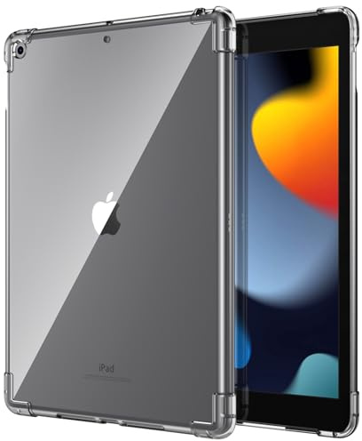TiMOVO Hülle für Neu iPad 9. Gen 2021 / iPad 8. Gen 2020/7. Gen 2020 10,2 Zoll, Weiche TPU Schutzhülle Klar Case mit der Kristallen Klaren Rückseite für iPad 10.2 Retina Display - Transparent