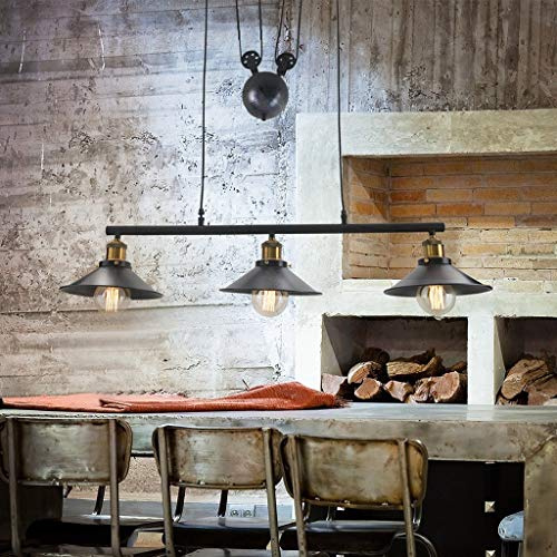 YZSJ Pendelleuchte E27 Vintage Hängelampe Retro Kronleuchter Industrial Metal Lampenschirm Down Hängelampen Deckenleuchte Bronze Bar Deckenleuchte Schlafzimmer Esszimmer Deckenlamp