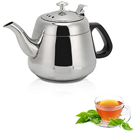2L Tea Kettle Stovetop, Stainless Steel Tea Pot, Pour Over Coffee Water Kettle Hot Water Heater with Filter and Heat-Resistant Handle for Camping, Home & Kitchen, 6.69 * 5.2 * 3.15 Inch