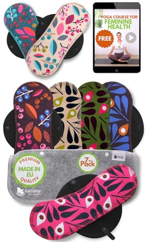 Natissy Salvaslips Reutilizables de Algodón Orgánico para Mujer, Lavables, Transpirables, Suaves, Sin Olores y Sin PUL - Pack 7 Talla M - Made in EU