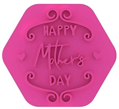 LissieLou Happy Mother's Day Style 1 Cookie Stamp Love Heart Icing Fondant Embosser - Light Pink