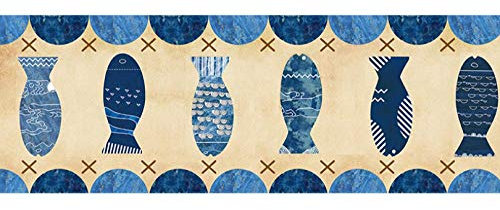 ANGANGAN Tapete bordüre Selbstklebende wasserdichte Blauer Retro 11X300CM für Wohnzimmer Badezimmer Schlafzimmer Küche Wanddeko