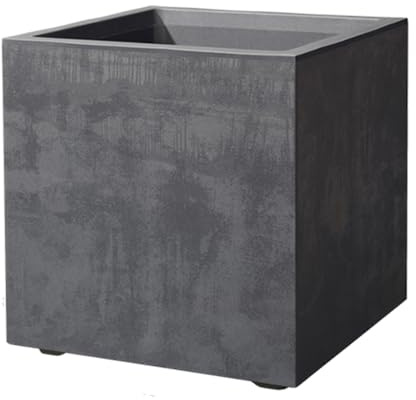 Deroma Millennium 10” Cube Planter | Light & Durable Plastic | Indoor or Outdoor Square Pot for Patio/Porch | Includes Water Reserve & Drain Plug | Trendy Planter for Plants, Flowers, Garden | Black