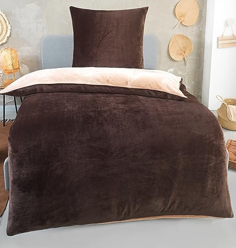 DreamHome Biancheria da letto invernale in pile Nicky-Teddy 'Cashmere Touch' 135 x 200 cm, colore: marrone