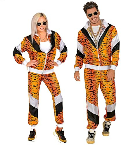W WIDMANN MILANO Party Fashion - Kostüm Trainingsanzug 80er Jahre Tiger Jogginganzug Retro-Style Bad Taste Outfit