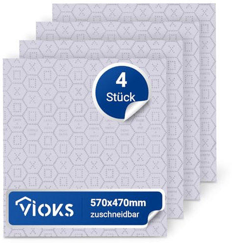 VIOKS 4x Fettfilter Dunstabzugshaube Universal 570x470mm mit Sättigungsanzeige - Filtermatte Dunstabzugshaube Zuschneidbar