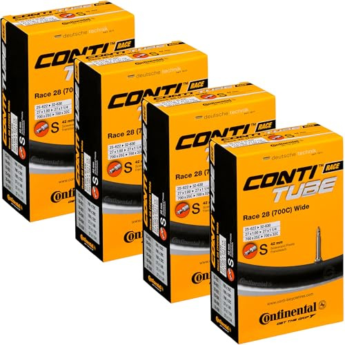 Continental Race 28 Wide 700x25-32c Inner Tubes - 42mm Presta Valve (Pack of 4 w/Conti Sticker)