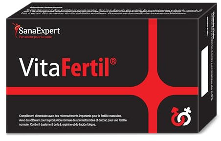 SanaExpert® VitaFertil – Fertilité Homme avec L-Arginine, CoQ10, Zinc, Sélénium, Acide Folique, Vit. C & B – 60 Gélules – Complément Alimentaire – Fabriqué en Allemagne