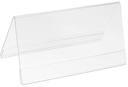 PATIKIL 5.85 x 3.12 Pulgadas Acrílico Escritorio Identificación Placa Soportes, 5uds Transparente Nombre Tienda Soportes, V Forma para Mesa Menú Tarjetero Soporte