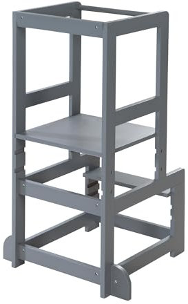 roba Lernturm nach Montessori - Sicherer Tritthocker für Kinder - Ideal als Küchenhelfer - Bis 80 kg belastbar - Holz anthrazit