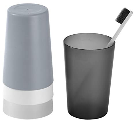 Misazy bicchiere porta spazzolino 4 pezzi bicchiere spazzolino con una bocca a tazza liscia per il viaggio, il bagno, il bagno, gli accessori per il bagno in ordine (nero, grigio, bianco, trasparente)