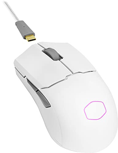 Cooler Master MM712 RGB-LED Ultralight 59g Hybrid Wireless Gaming Mouse - 19K DPI PAW3370 Optical Sensor, 70 Million Click Optical Switches, On-The-Fly System, MasterPlus+ (38K DPI, PC only) - White
