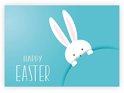 16 Karten: Moderne Osterkarte Klappkarte mit verstecktem Osterhäschen: Happy Easter schöne Grußkarte zu Ostern mit Umschlag für groß und klein