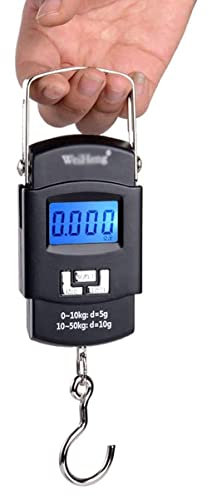 OUSIKA Bilancia sospesa digitale 50 kg / 10 g Bilancia elettronica portatile Mini bilancia da pesca portatile Display LCD for il peso del bagaglio da viaggio Bilancia