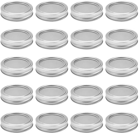 Schraubdeckel für Gläser, HERKINDNESS 20 Stück 70 mm Eisen Deckel, Siegel Twist off Deckel, Silber Glasdeckel für Gläser, für Verschließen von Gewürzdosen, Bonbondosen, Kaffeedosen usw