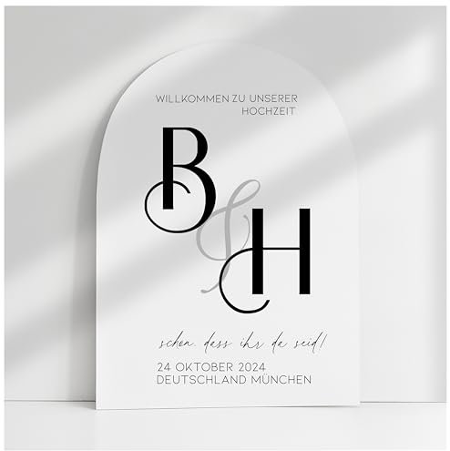 Willkommensschild Acrylglas | 5mm stark | Weiß Matt personalisiert - Made in Germany - Welcome Willkommen Schild für Hochzeit (90x60cm)