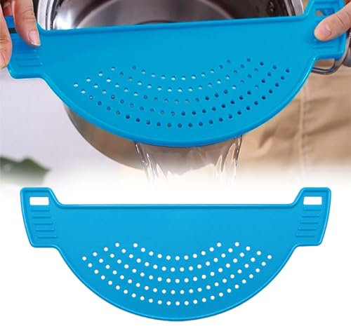 Küchensieb,Abtropfsieb,Abgießhilfe,Lebensmittelsieb,Sieb für Töpfe,Halbrunder Ablauffilter,Nudelsieb,Flaches Sieb,Küchensieb aus Kunststoff,Abtropffläche aus Kunststoff,Abtropffläche Blau Tokaneit