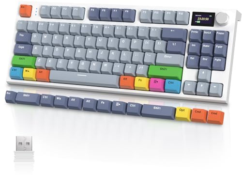VGN GAMEPOWER RK86PRO Gasket Teclado Mecanico Gaming, 75% Apex Pro TKL Teclado Inalambrico RGB (2.4GHz/Bluetooth/USB-C) con Pantalla TFT a Color, Perilla, Hot Swap Interruptores Lineales, QWERTY US