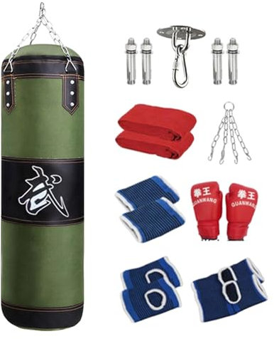 rockible Boxsandsack, Boxsack, PU-Boxsack, zum Aufhängen, unbefüllter Boxsack für Erwachsene, Grün 120cm
