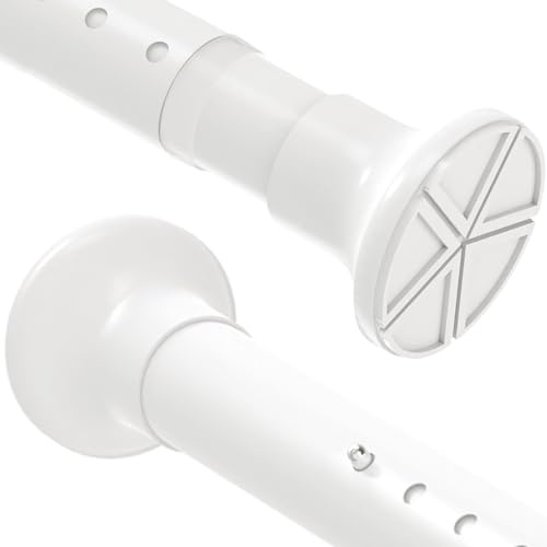 Bastone per tenda da doccia, telescopico, estensibile, senza fori, antiscivolo, per bagno, tenda per porta, armadio (bianco, 110 cm-165 cm)