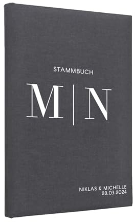 Hochzeitideal Stammbuch der Familie 'Luna' Nr. 310 inkl. Personalisierung (Dunkelgrau, A4 mit 4-Fach Ringmechanik)