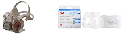 3M Reusable Half Face Mask, Medium, 6200, EN safety certified & 5935PRO2 Particulate Filter, Fine Dust Filter with Protection Level P3 Fine Dust Masks