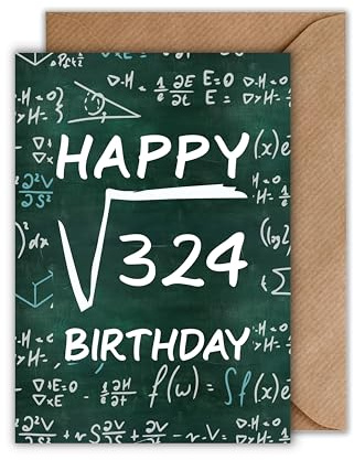 18 Geburtstag Karte mit Umschlag - Witzige Geburtstagskarte Mathe “Happy square Root of 324 Birthday” Glückwunschkarte Mathematik Geschenkkarte zum achzehnten Geburtstag Happy Birthday Karte (DIN A6)