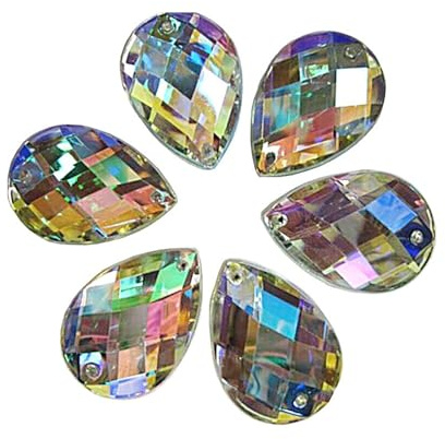 100 pezzi di strasscucire, cristalli da cucire set di gocce 14x10mm, pietre acriliche Crystal Flatback per indumenti, fai da te, vestiti e borse decorative