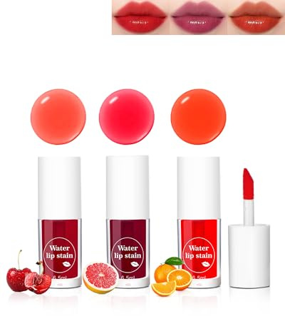 Lip Tint Stain Set de 3 colores mini lápiz labial líquido, hidratante, ligero y suave, resistente al agua, duradero, no pegajoso, labios y mejillas, maquillaje para el día de la mujer, día de la madre