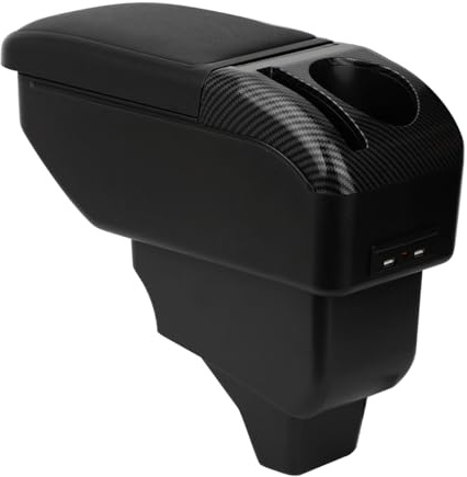 ZENVI Braccioli Compatible with Peugeot 208 Braccioli 2019-2026 Console Centrale Organizer Immagazzinaggio Scatola Utilizzabile Per Autisti Supporto Gomito Doppio Spazio Archiviazione(Stile Nero)