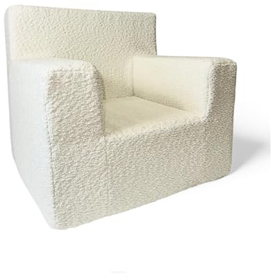 FORTISLINE Kindersessel Mini aus Teddy-Stoff 51 x 33 x 47 cm - weicher Kinderzimmer Sessel mit Schaumstofffüllung, abnehmbarem Bezug, Oeko-TEX, hergestellt in der EU, Beige