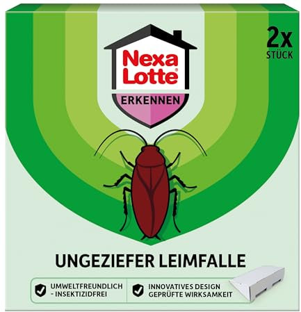 Nexa Lotte Ungeziefer Leimfalle, 2 Fallen - gegen Küchenschaben, kompakte Falle für effektive Schädlingsbekämpfung ohne Insektizide