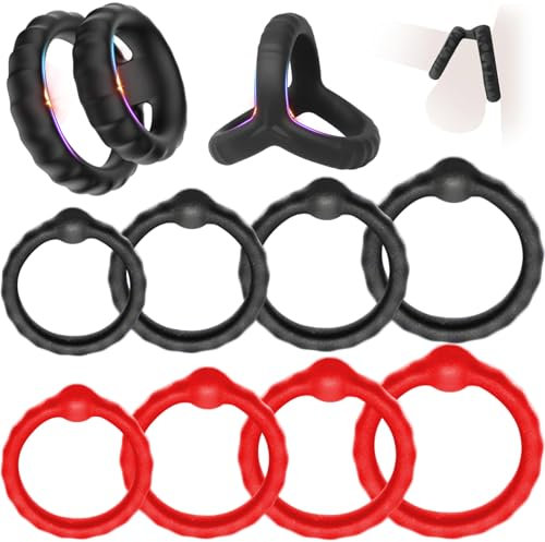Anneau Penien pour Homme Couples, Sex Toys Anneau Penien Set de 10 Anneau Homme,HBABY Silicone Anneaux Péniens Jouets Sexuels Pour Améliorer les Performances Sexuelles