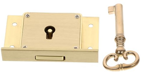 Vintage Brass Drawer Lock Heavy Duty Secure Cabinet Lock for Furniture Retro Style Design for File Cabinets and Storage Drawers